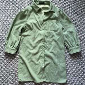 pastel green corduroy shirt dress
